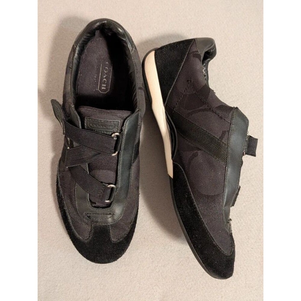 Vintage Y2K Coach Kyra Black Signature Canvas Suede Sneakers Fits Women's 9–9.5